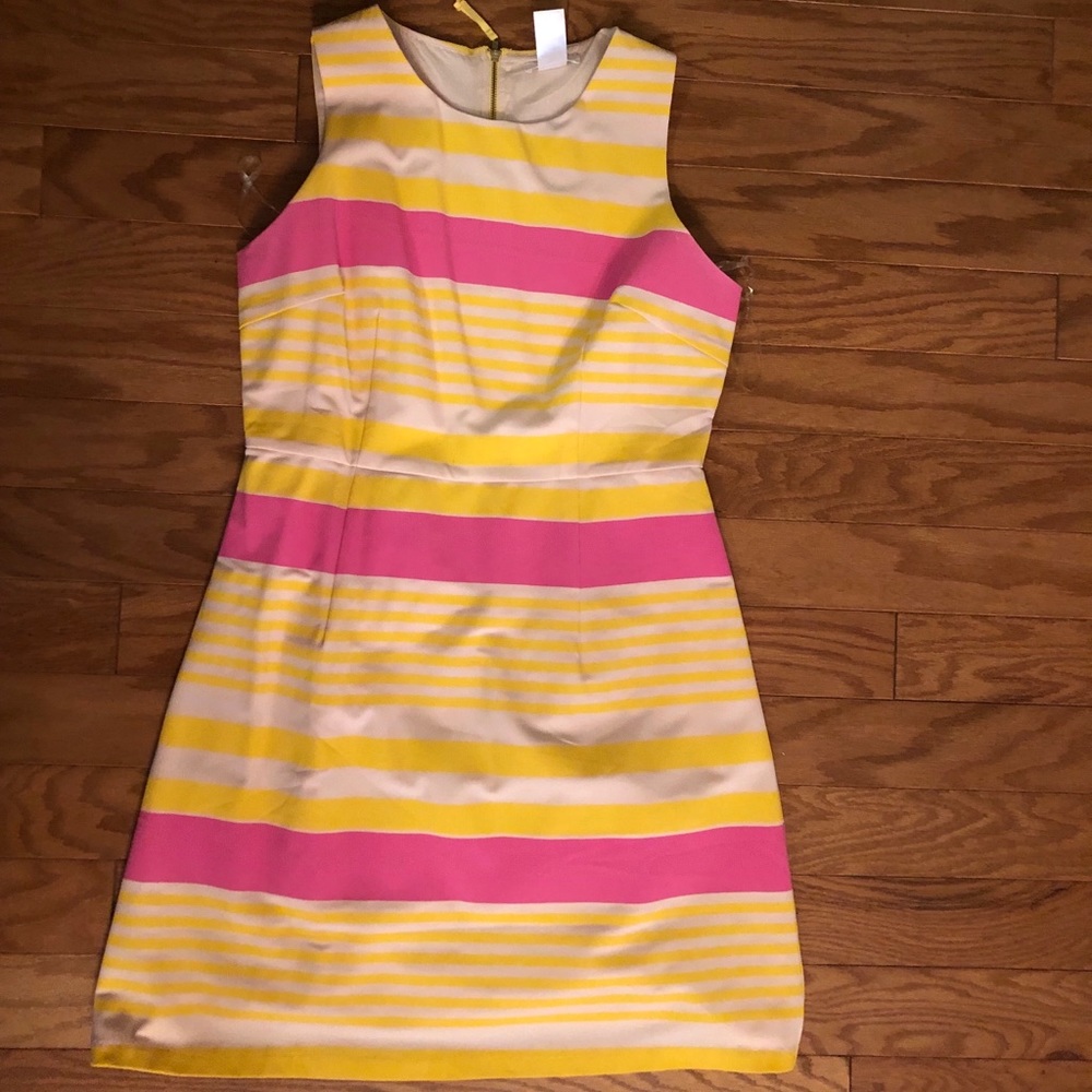 New yellow and pink sleeveless dress. Size Large